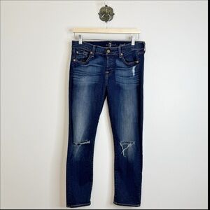 7 For All Mankind Josephina Skinny Boyfriend Jean Women’s 26 Stretch Distressesd